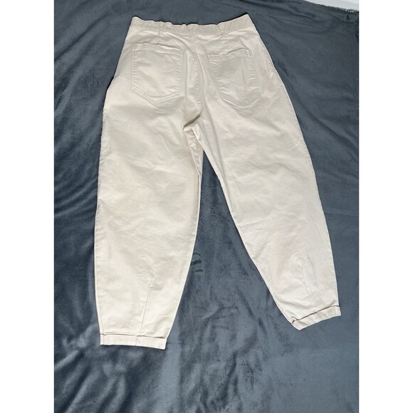 ZARA Women Asymmetric Belt Zipper Hi-Rise Balloon Pants SZ L Beige - Picture 11 of 12